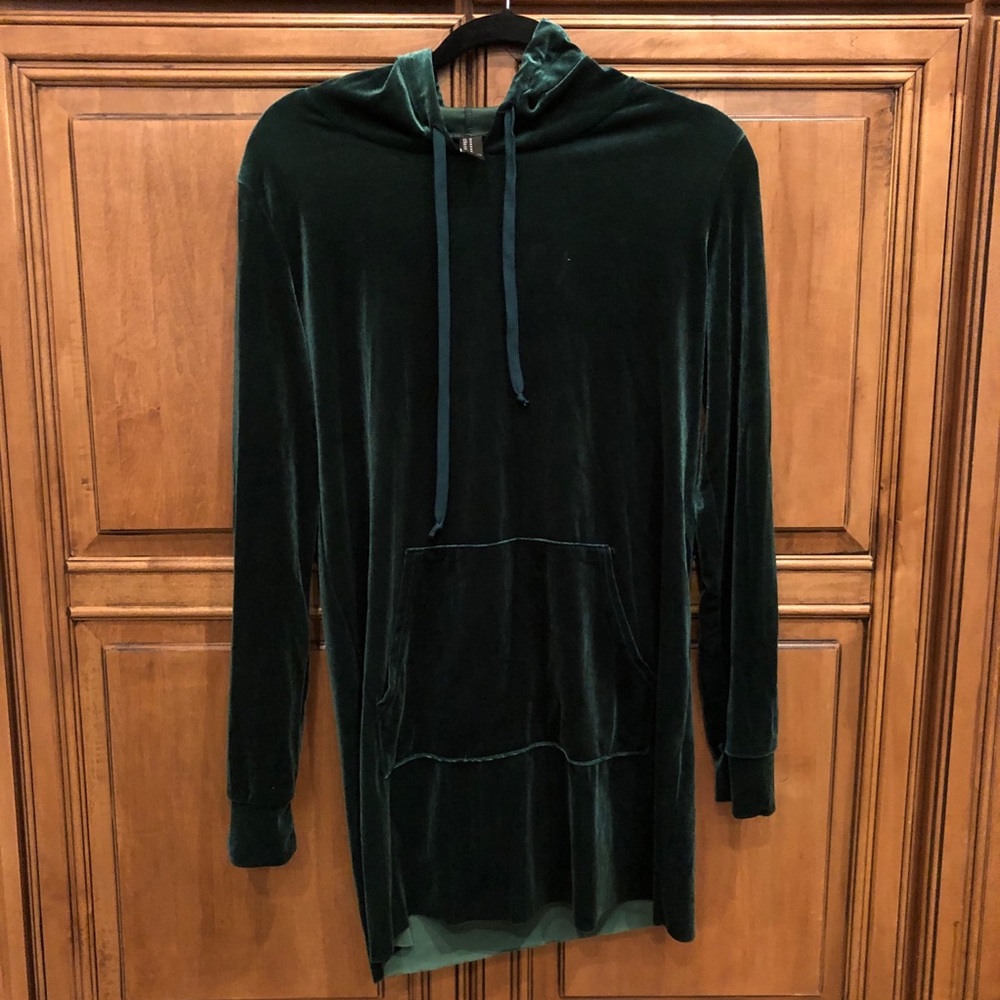 Green velvet sweatshirt dress